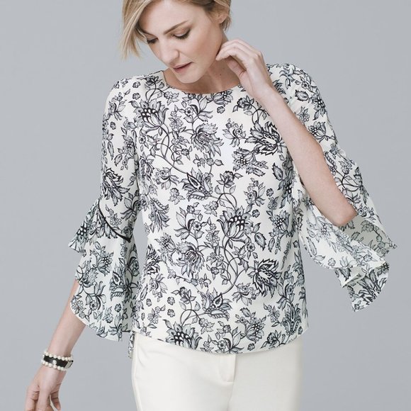 WHBM Flounce-sleeve Blouse, Size 6, EUC - Picture 2 of 8